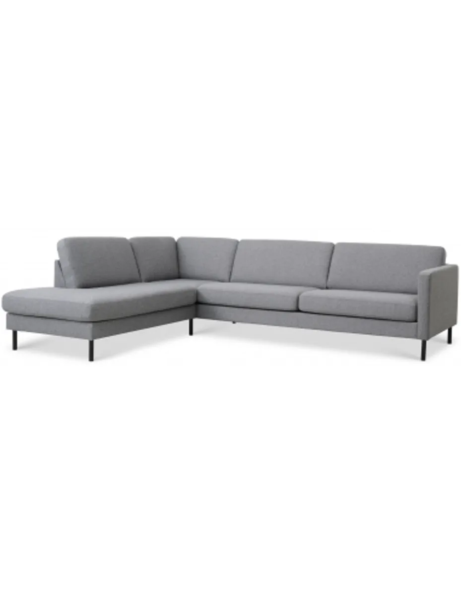 Askset venstrevendt chaiselongsofa i polyester B291 x D219 cm - Sort/Lysegrå