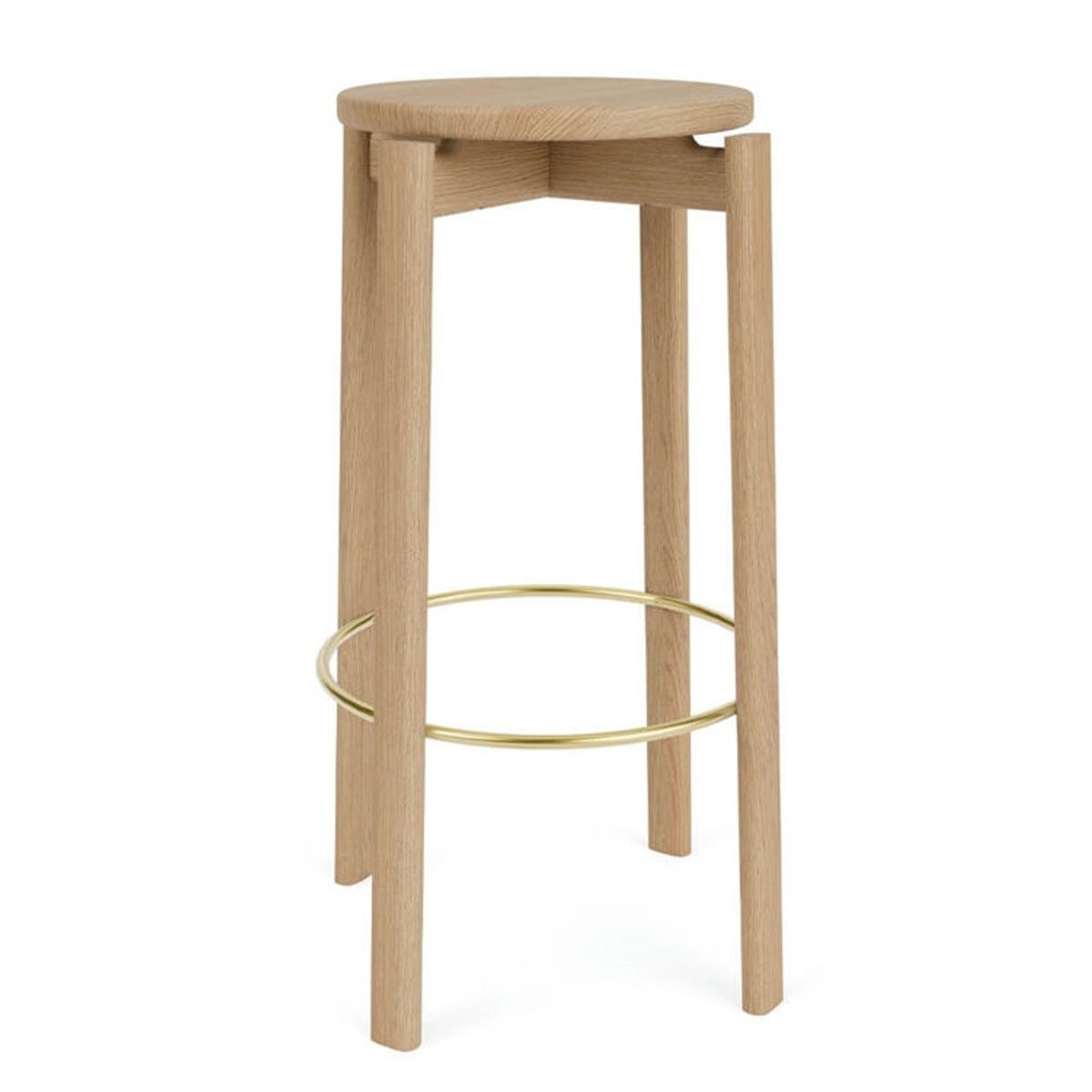 Audo Passage Bar Stol H75 cm Natural Oak, Brass