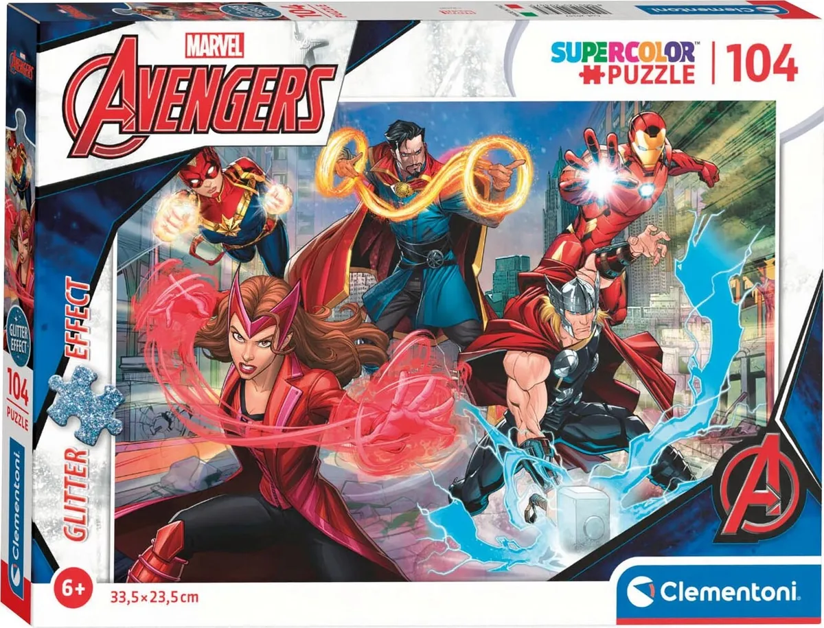 Avengers Puslespil - Marvel - Glitter - 104 Brikker - Clementoni