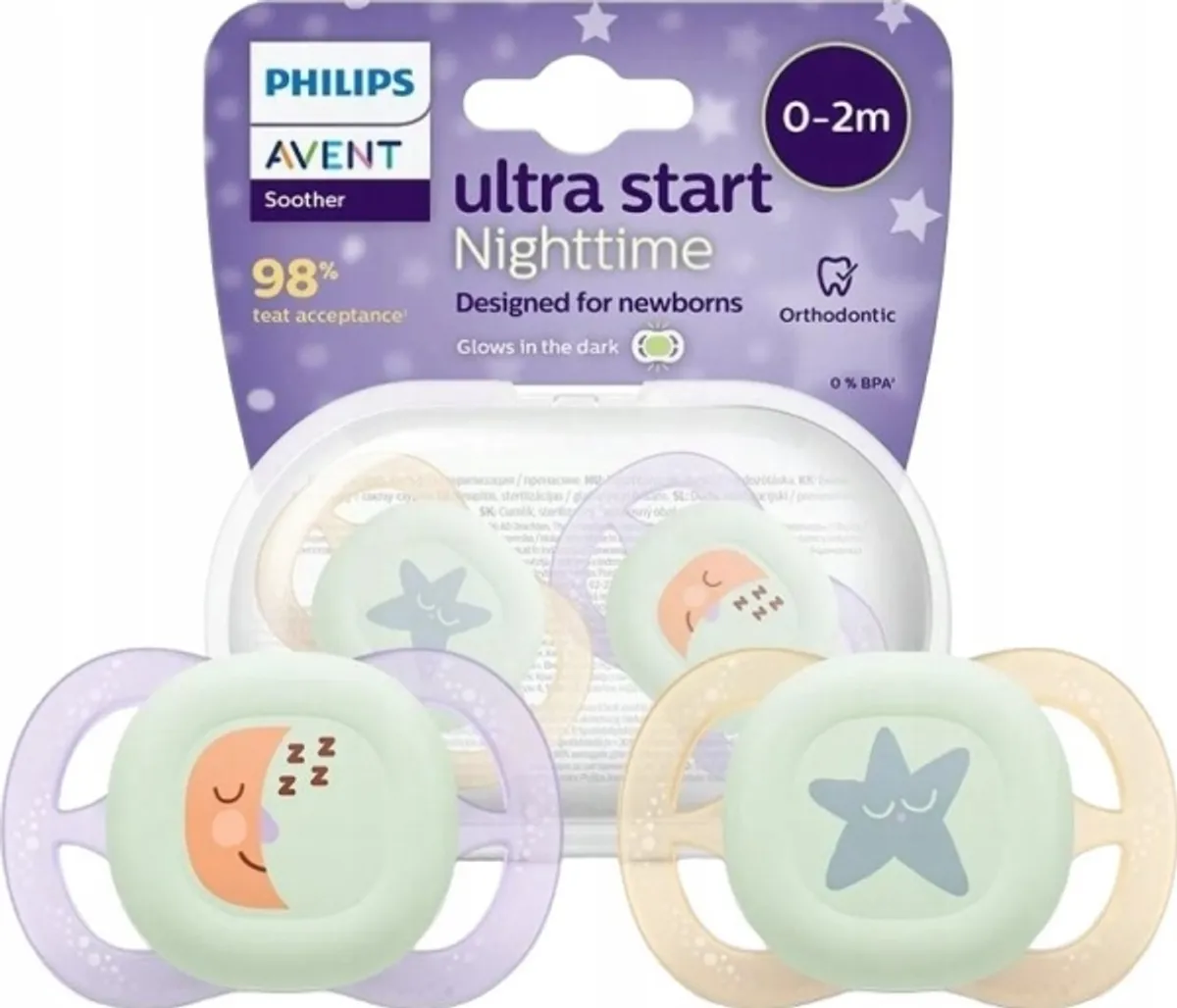 Avent Scf075/07-Start Night Pacifier 0-2M Print