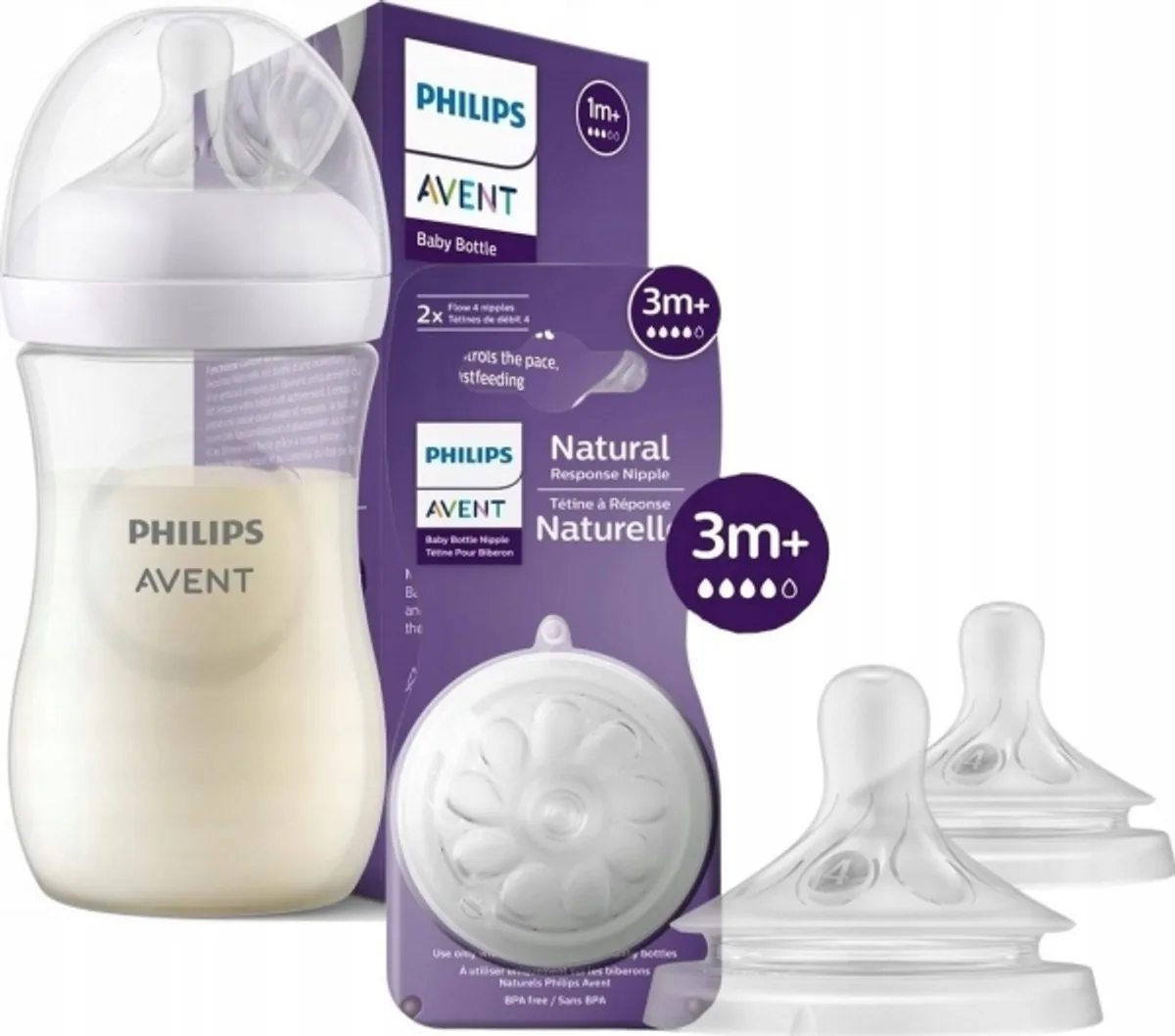 Avent Scy903/01 + Scy964/02 Natural Flaske 260Ml + Natural Sut 2 Stk Tilbud -20%