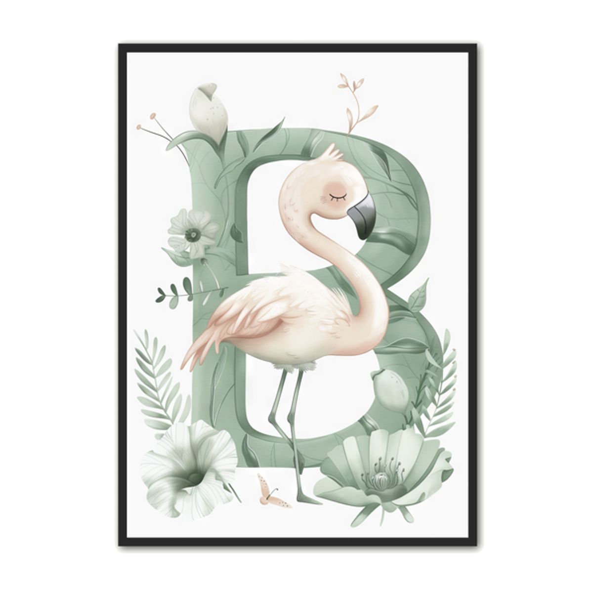 B Bogstav Plakat 21 - Flamingo