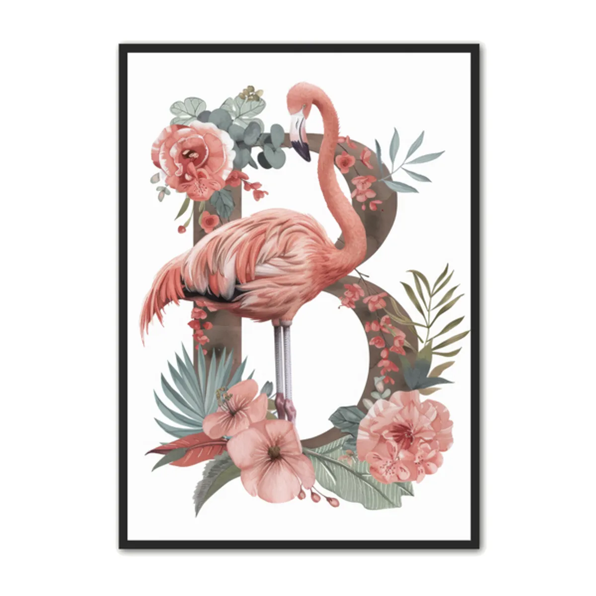 B Bogstav Plakat 28 - Flamingo