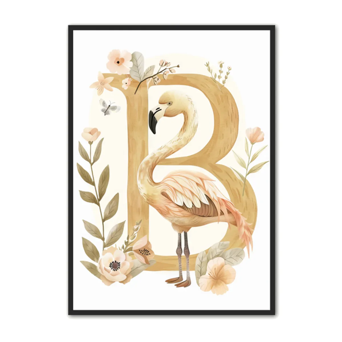 B Bogstav Plakat 30 - Flamingo