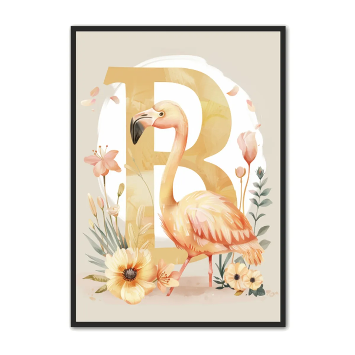 B Bogstav Plakat 31 - Flamingo