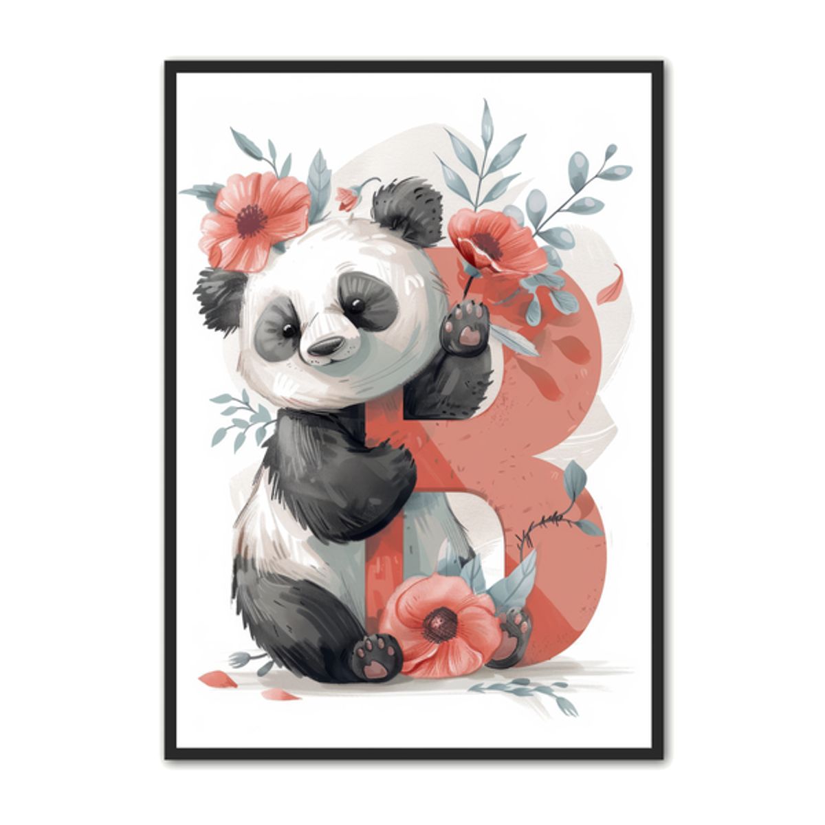 B Bogstav Plakat 49 - Panda