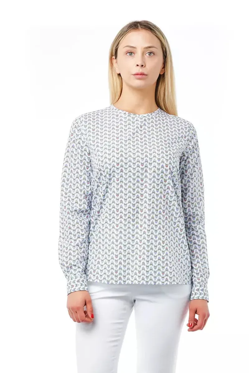 Bagutta Skull Print Round Neck Cotton Blouse