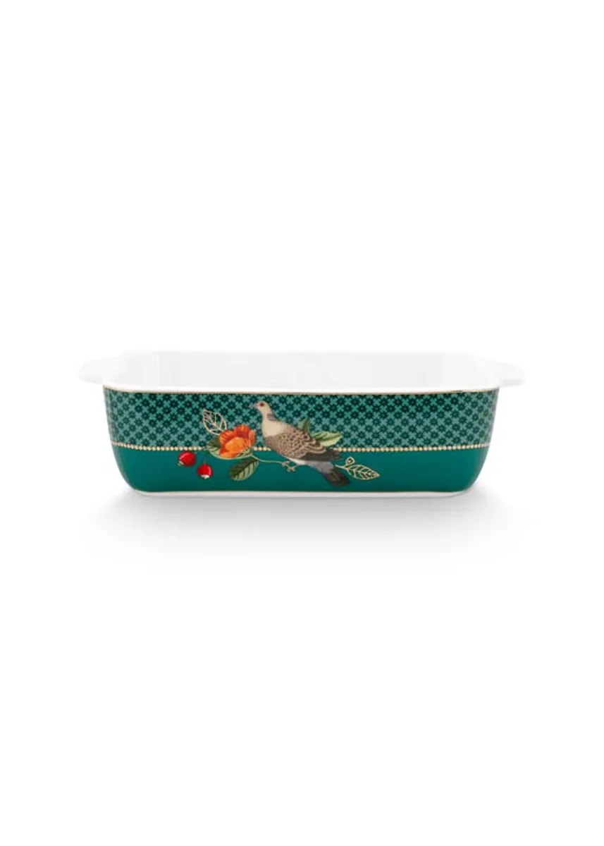 Baking Dish Rectangular Winter Wonderland Green 21x13.5x5.5c