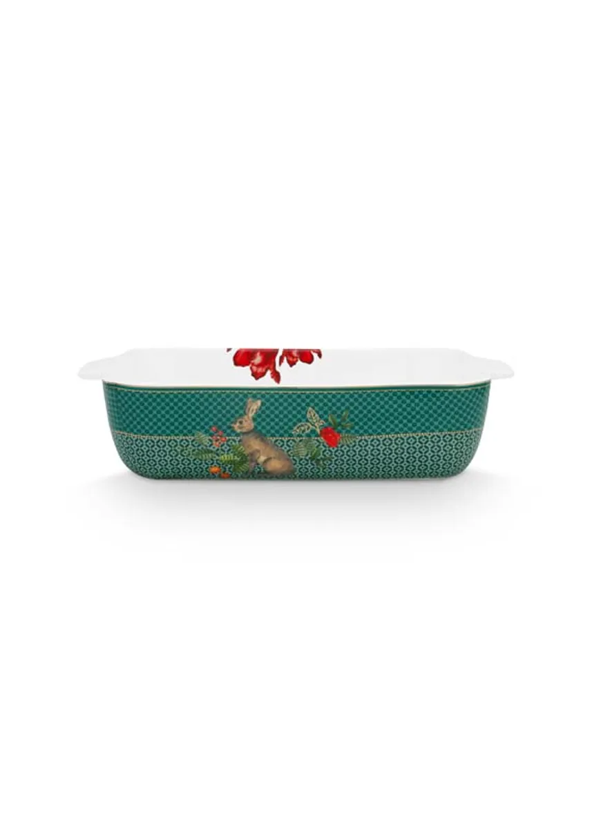 Baking Dish Rectangular Winter Wonderland Green 27.5x18.5x6.