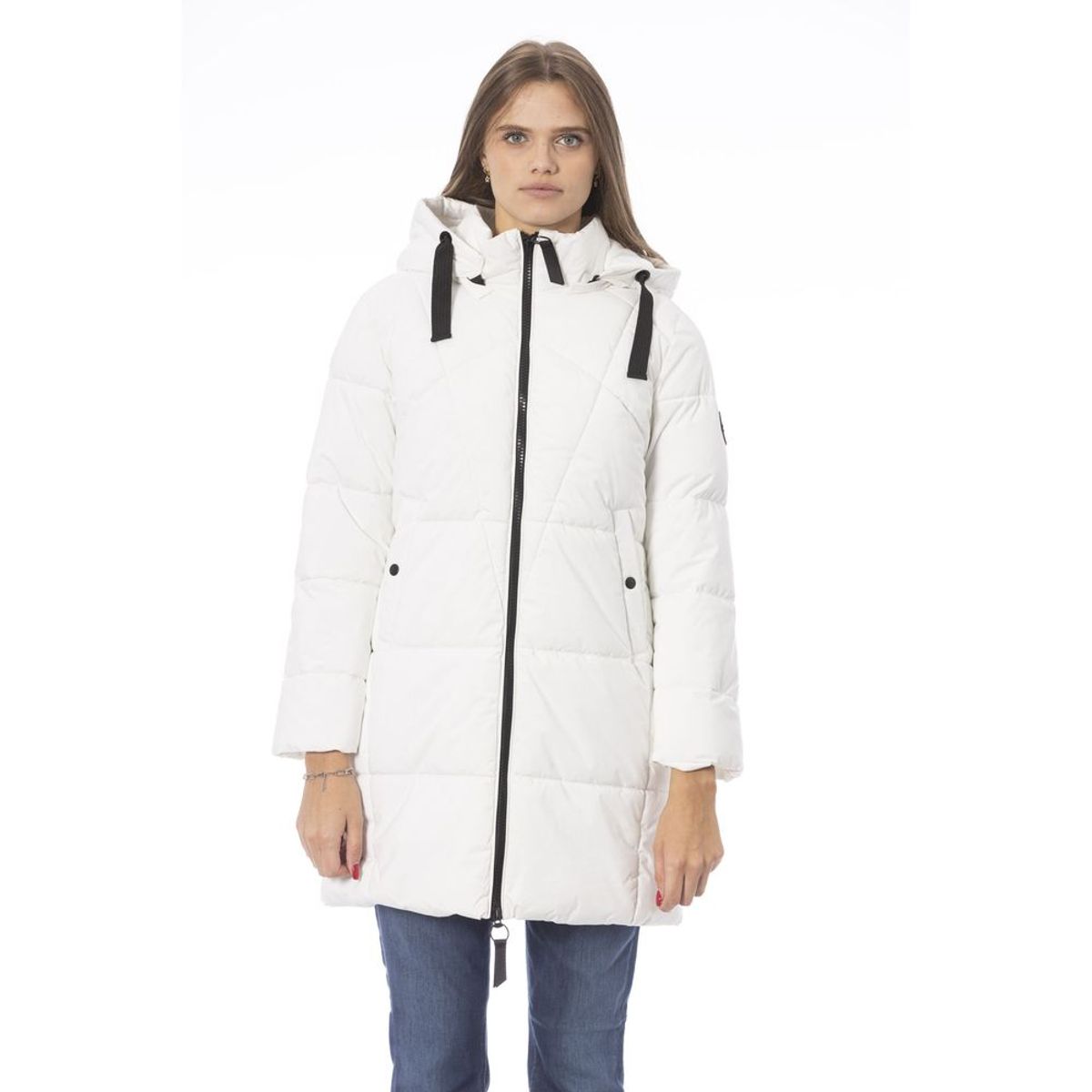 Baldinini Trend Elegant White Long Down Jacket for Dame