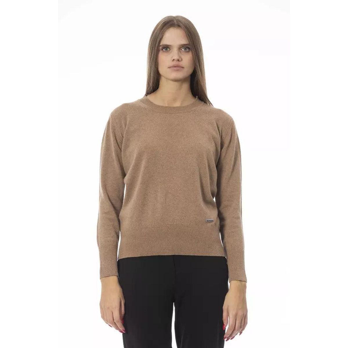 Baldinini Trend Sophisticated Beige Crew Neck Sweater