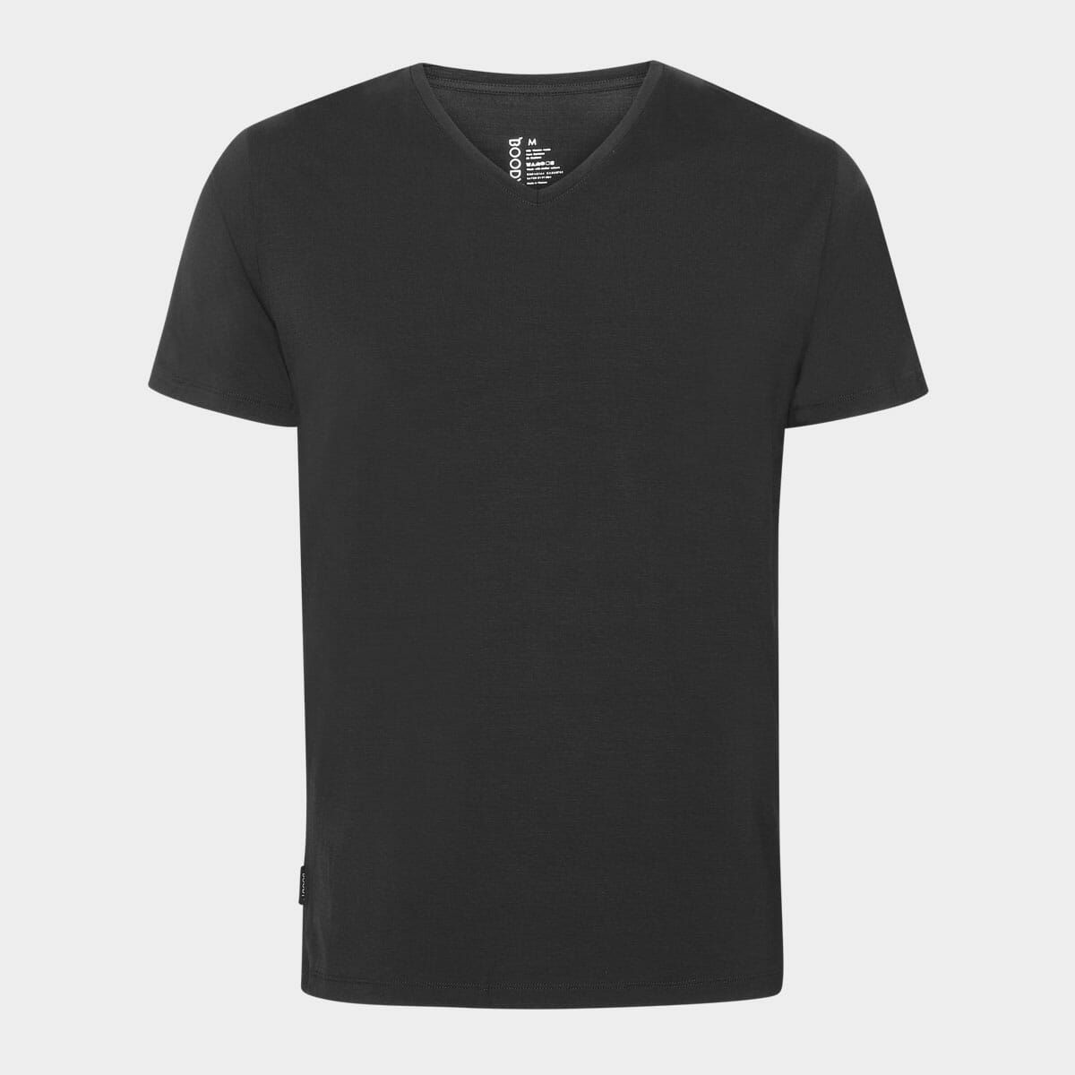 Bambus T-shirt | Sort T-shirt med v-hals til herre fra Boody, S