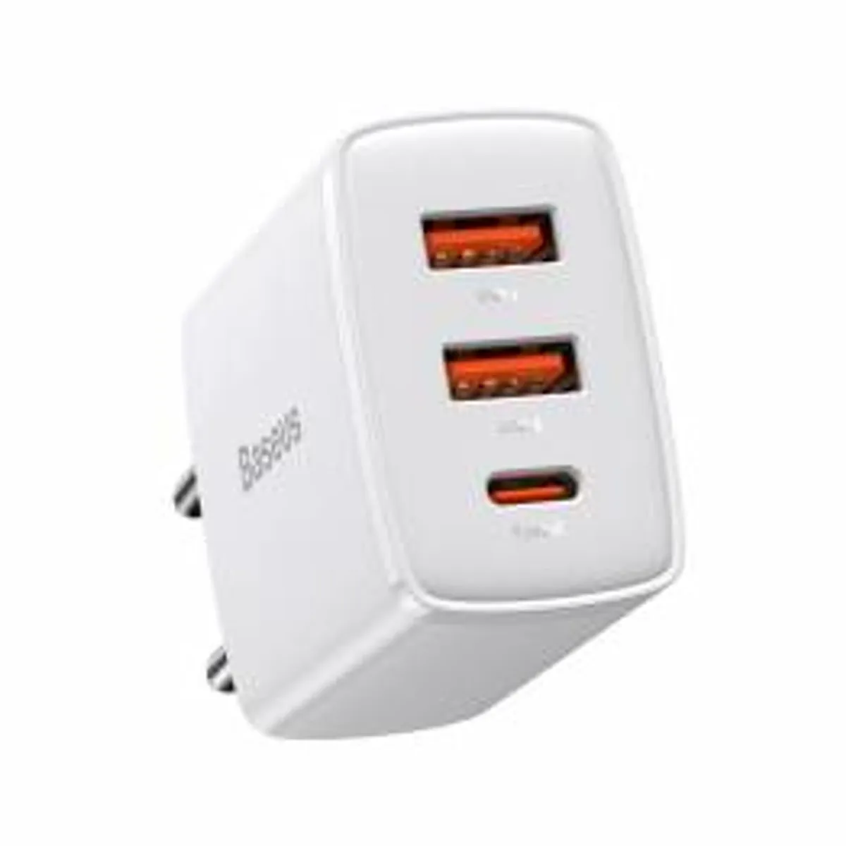 Baseus 3-port PD QC3 oplader - 2xUSB og 1xUSB-C - 30W - Hvid