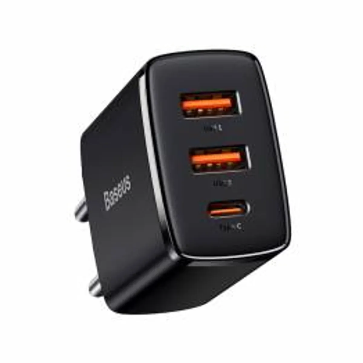 Baseus 3-port PD QC3 oplader - 2xUSB og 1xUSB-C - 30W - Sort