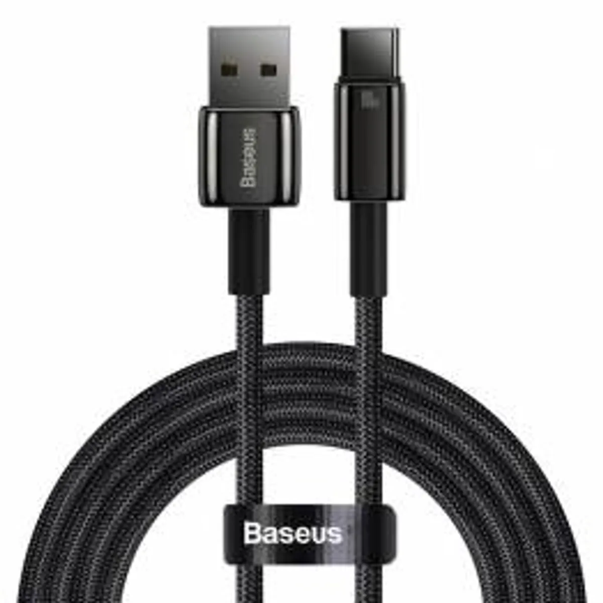 Baseus Tungsten Gold hårdført vævet USB til USB-C kabel - 1m - Sort