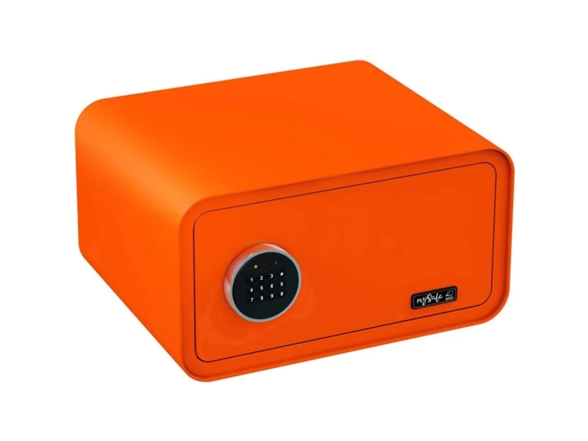 Basi Mysafe 430, Fritstående Pengeskab, Orange, Kode, Elektronisk, Væg, Batteri, Aa