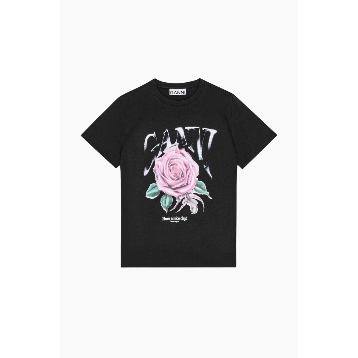 Basic Jersey Rose Relaxed T-Shirt T4002 - Phantom - GANNI - Sort L