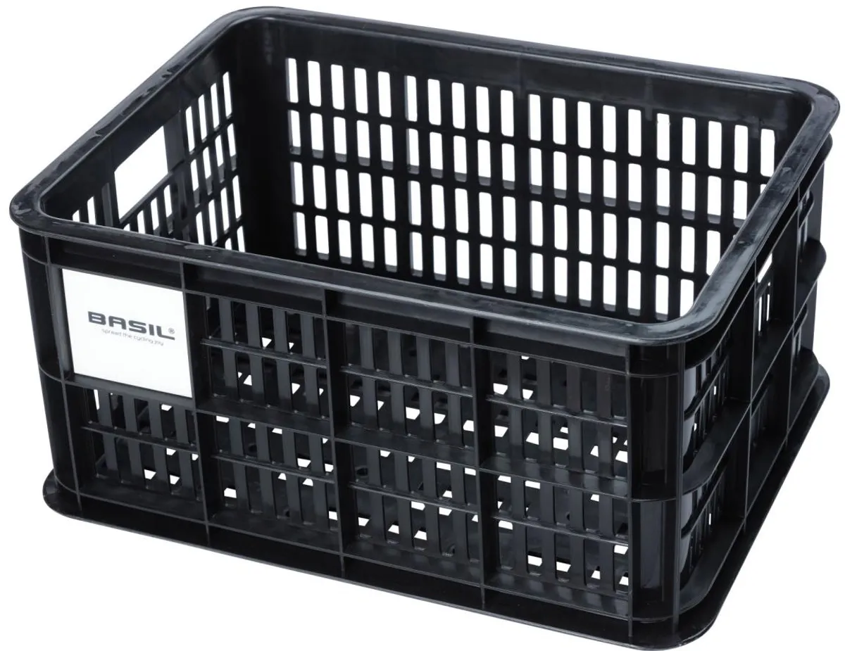 Basil Crate i Genanvendt Plast 17.5L 40x30x20cm (MIK-AVS-Racktime adapter kompatibel) - Sort