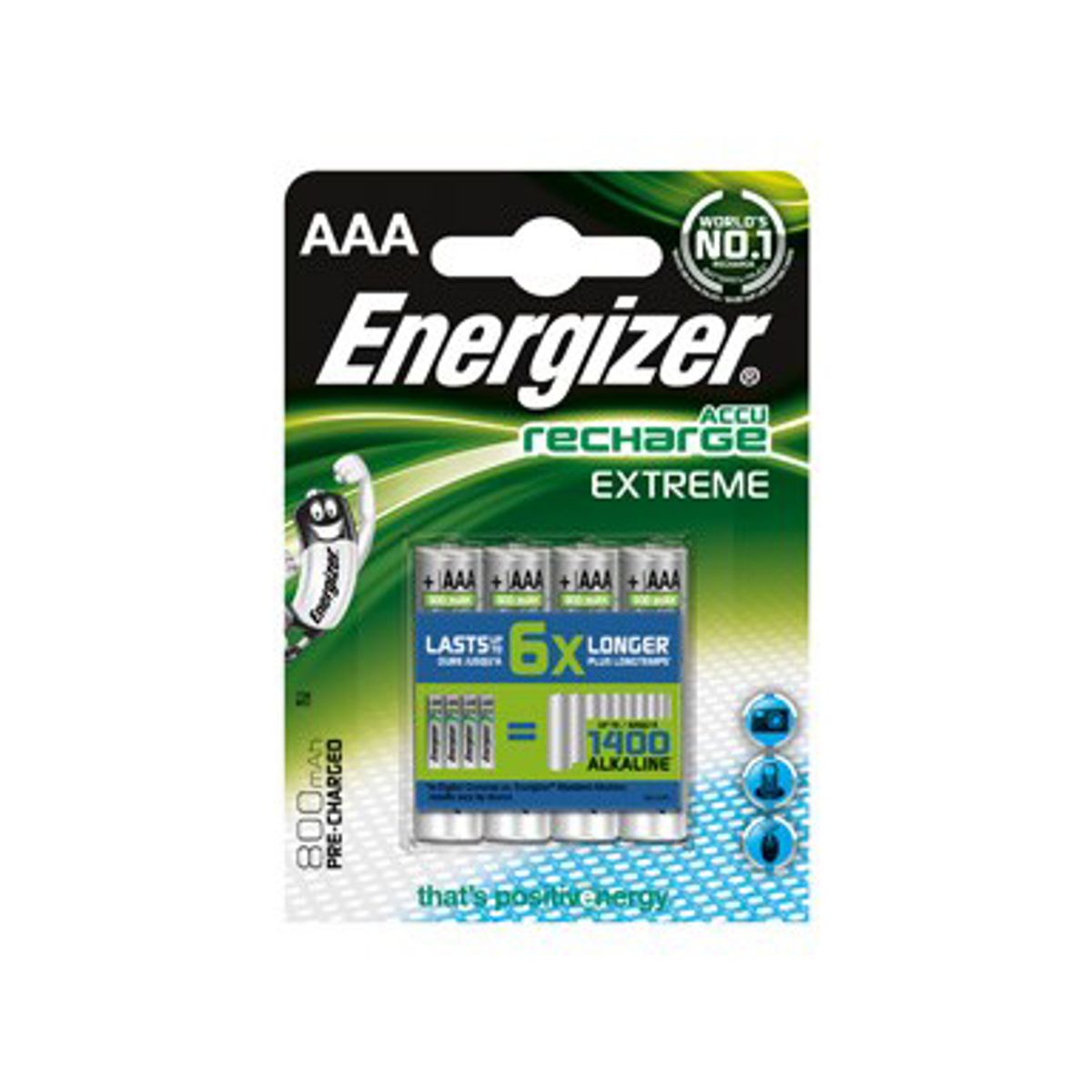 Batteri Energizer Extreme AAA 800 mAh Genopladelig 4 stk