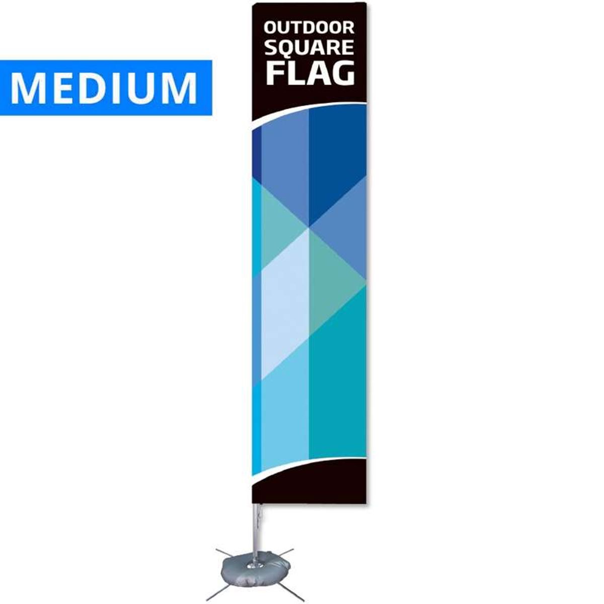 Beachflag, Outdoor Square Flag, Medium, inkl. stang, flag og Cross-fod