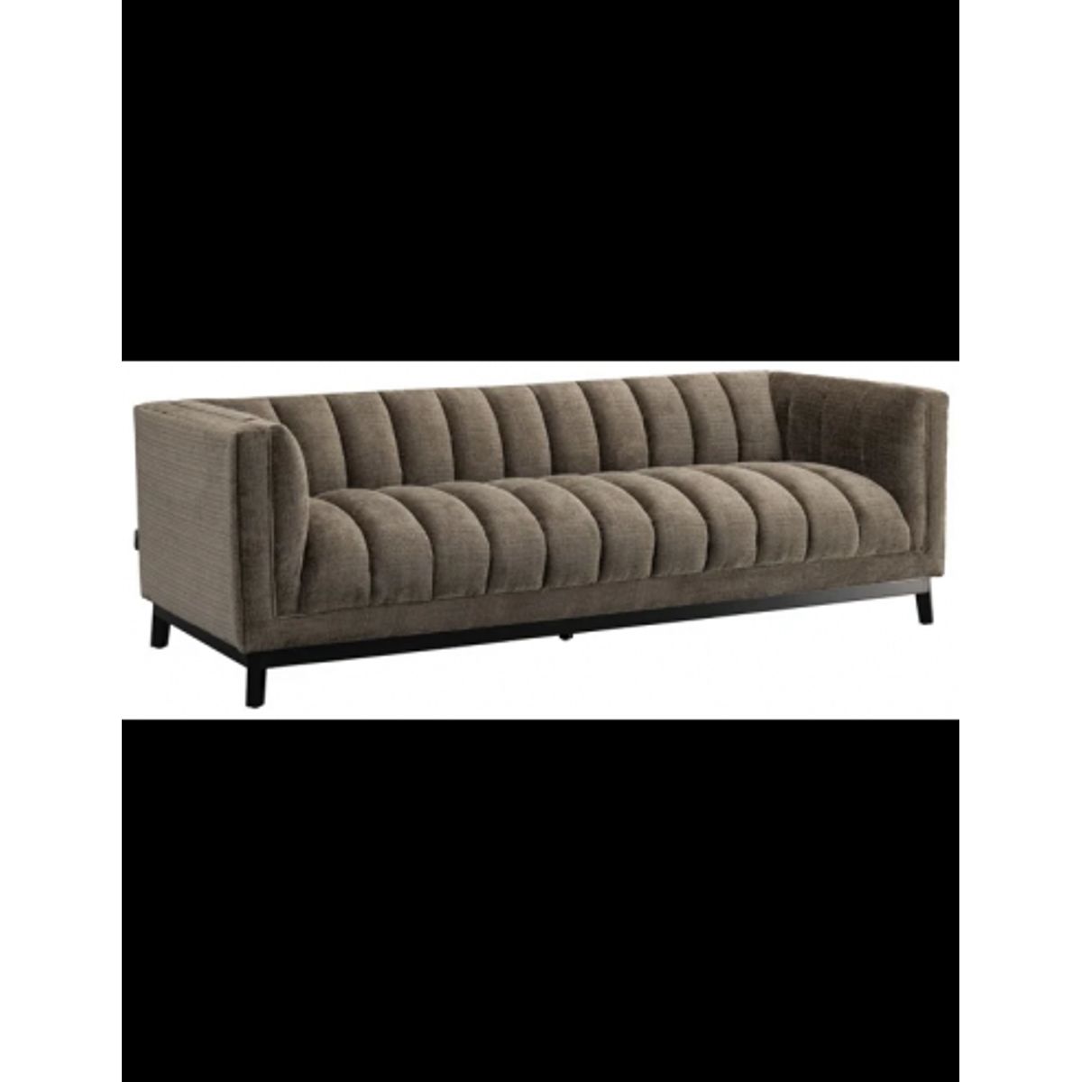 Beaudy 3-personers sofa i chenille B230 cm - Sort/Stenbrun