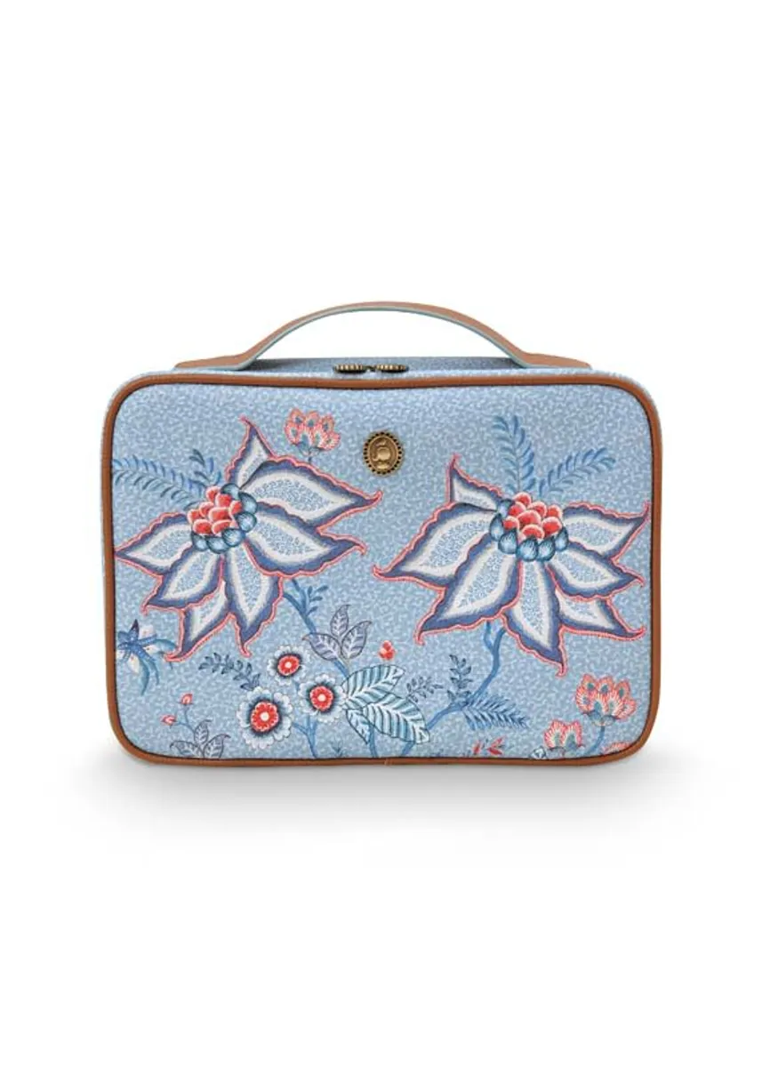 Beauty Case Square Large Flower Festival Light Blue 27x19x10cm