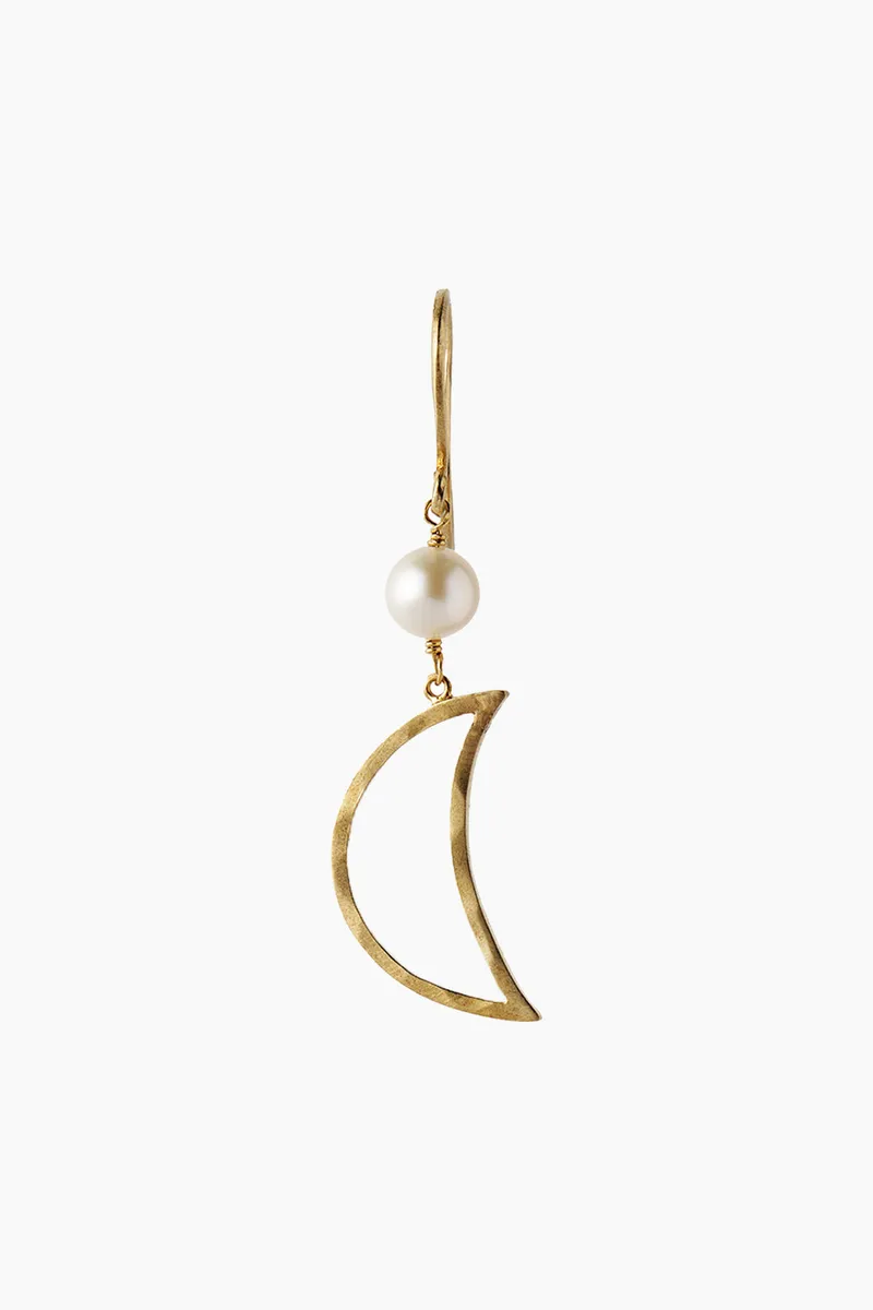 Bella Moon Earring with Pearl - Gold - Stine A - Guld One Size