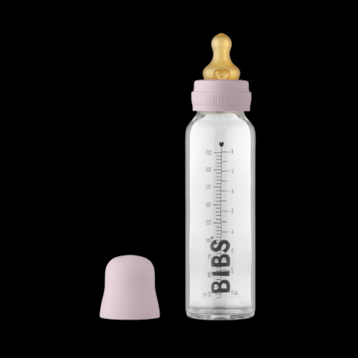 Bibs glas sutteflaske - Latex - 225 ml. - Dusky Lilac