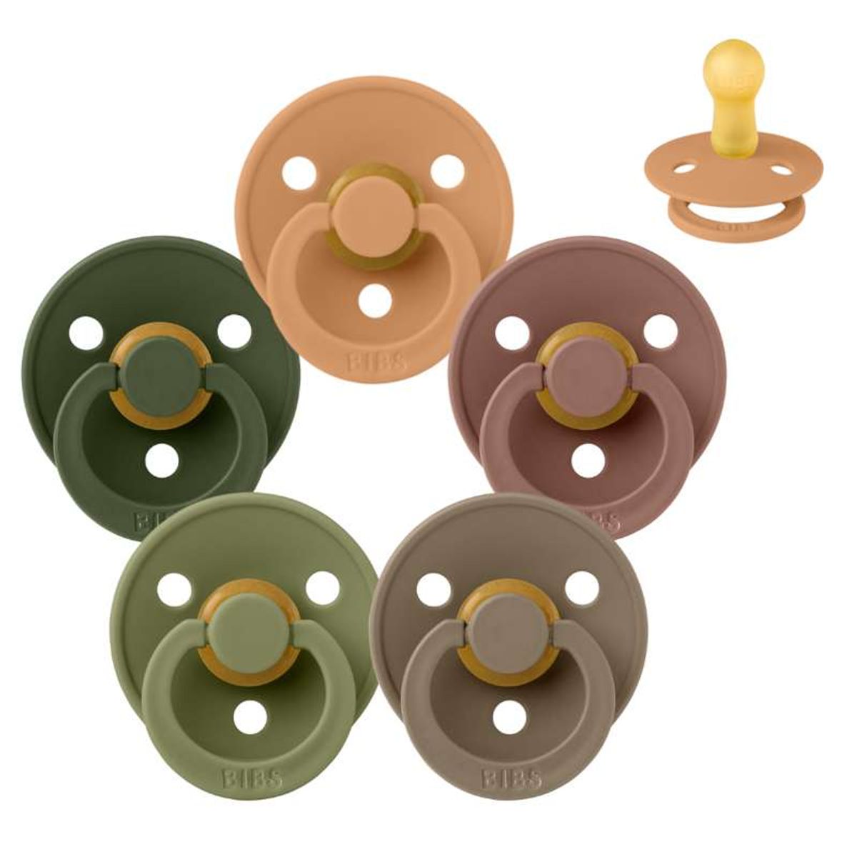 BIBS Rund Colour Sut - Sampak - 5 stk. - Str. 2 - Green and Terracotta