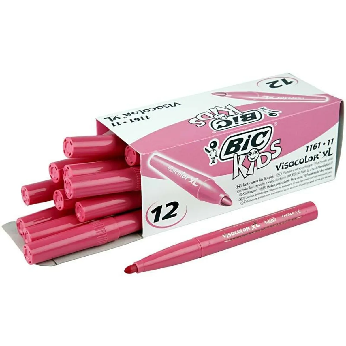 BIC Kids - Visa Color XL tuscher - 12 stk. pink