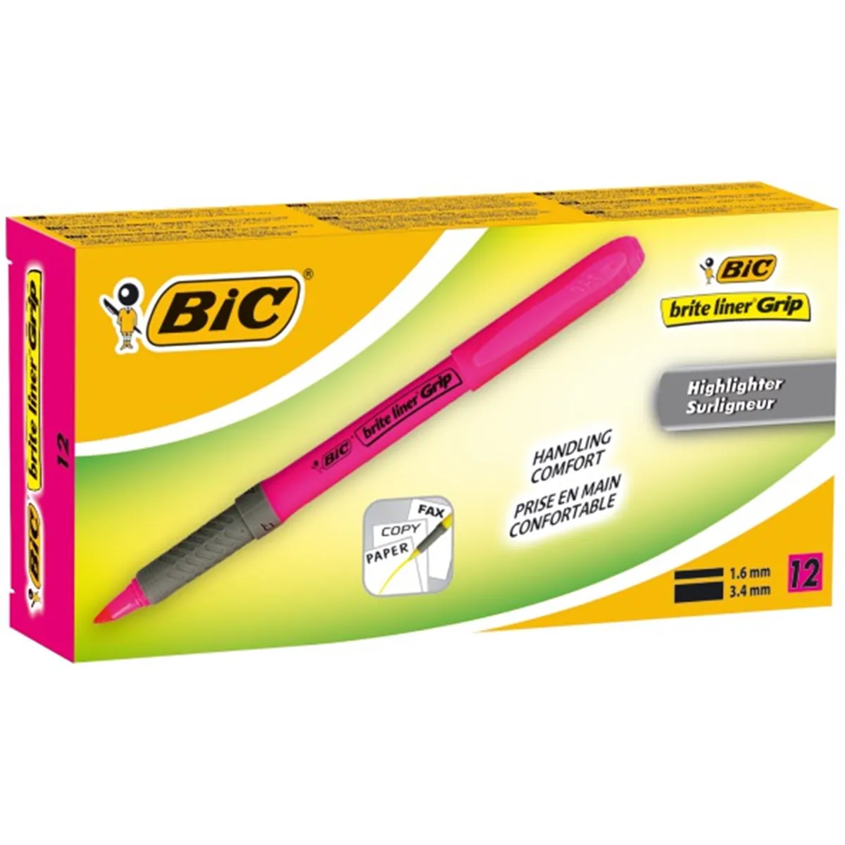 BIC overstregningspen Brite Liner Grip pink