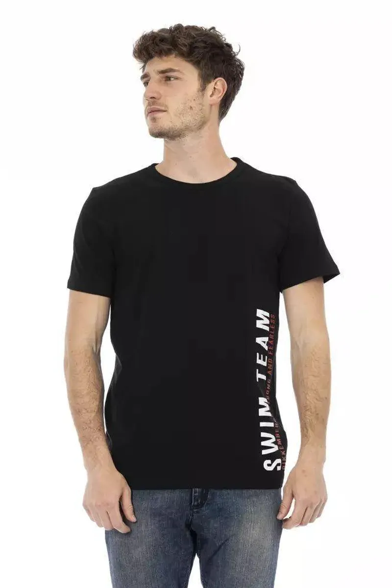 Bikkembergs Sleek Black Cotton Tee with Bold Front Print