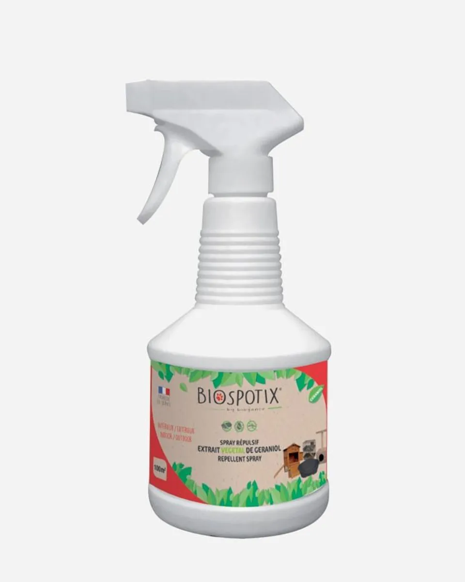 Biospotix Spray INDOOR fjerner lopper i hundens/kattens miljø