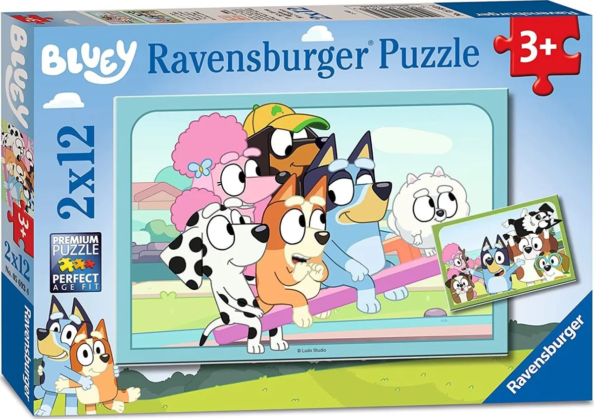 Bluey Puslespil - 2x12 Brikker - Ravensburger