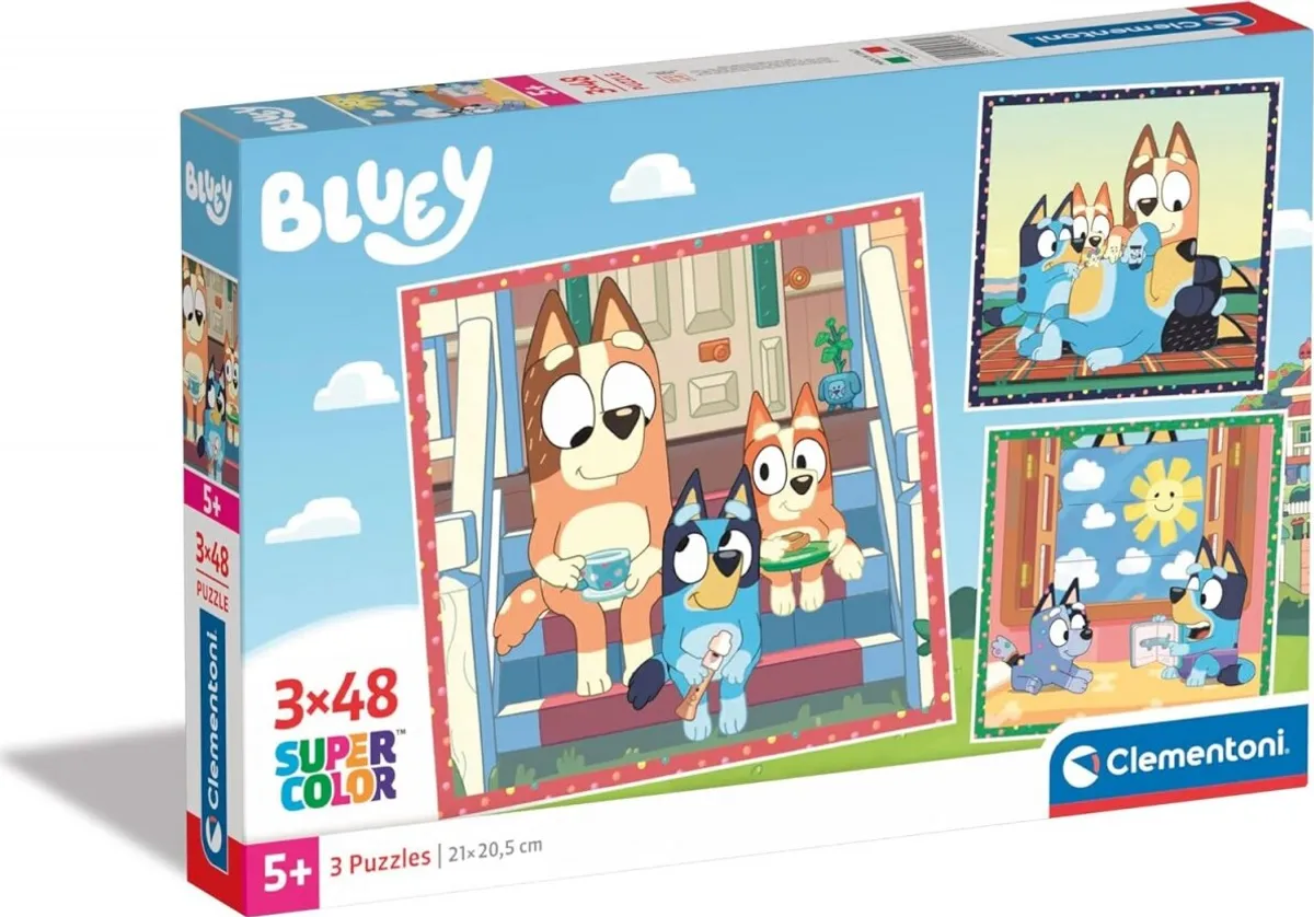 Bluey Puslespil - Super Color - 3x48 Brikker - Clementoni