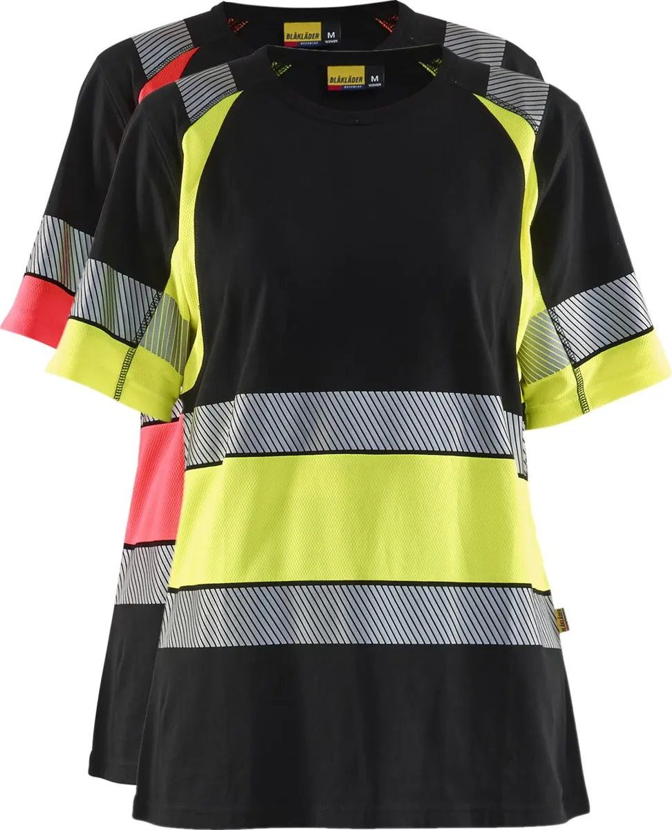 Blåkläder 3410 Dame High Vis T-shirt / Dame High Vis T-shirt - 3XL - Sort/High Vis Gul