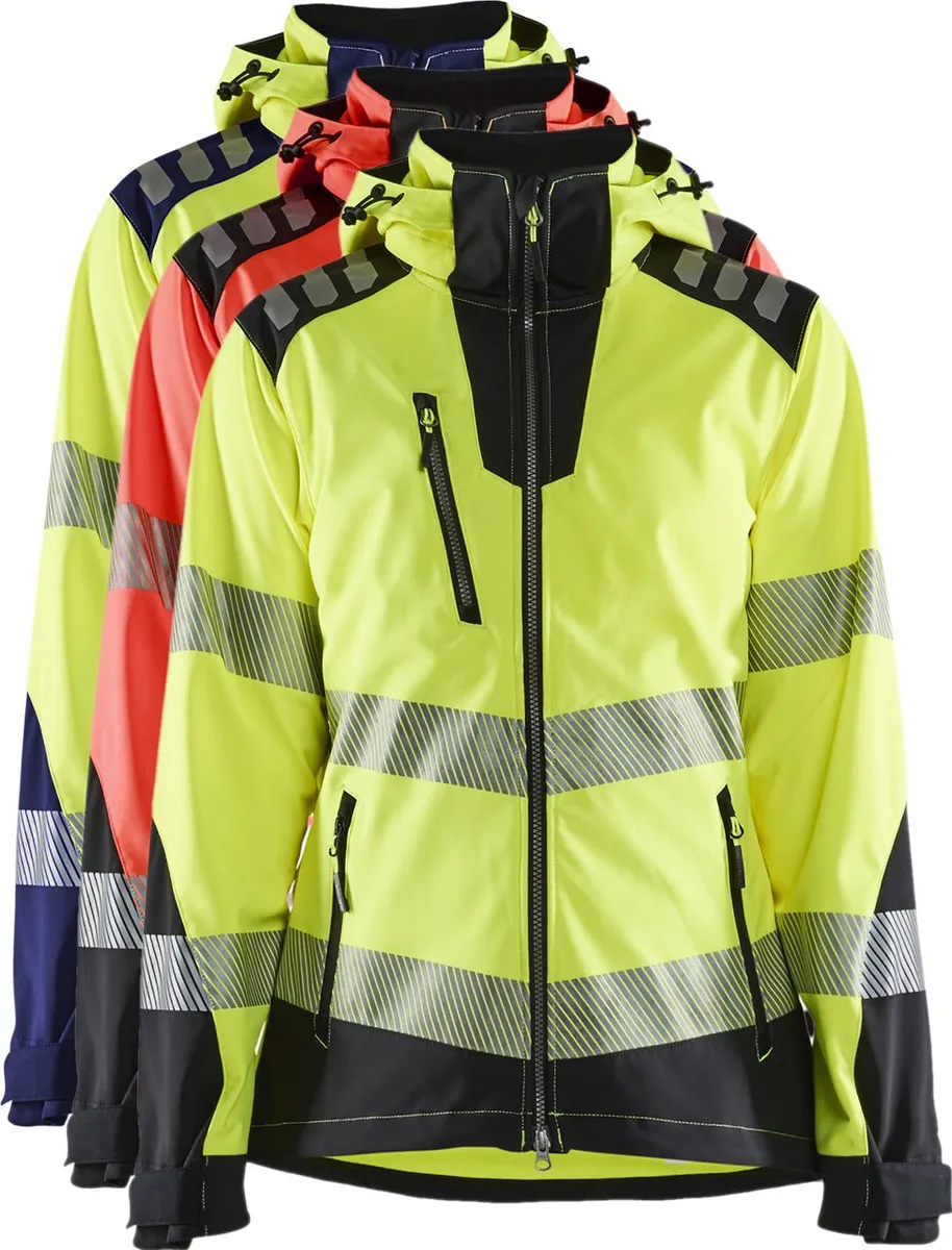 Blåkläder 4791 Dame High Vis Softshell Jakke / Dame High Vis Softshell Arbejdsjakke - 3XL - High Vis Rød/Sort