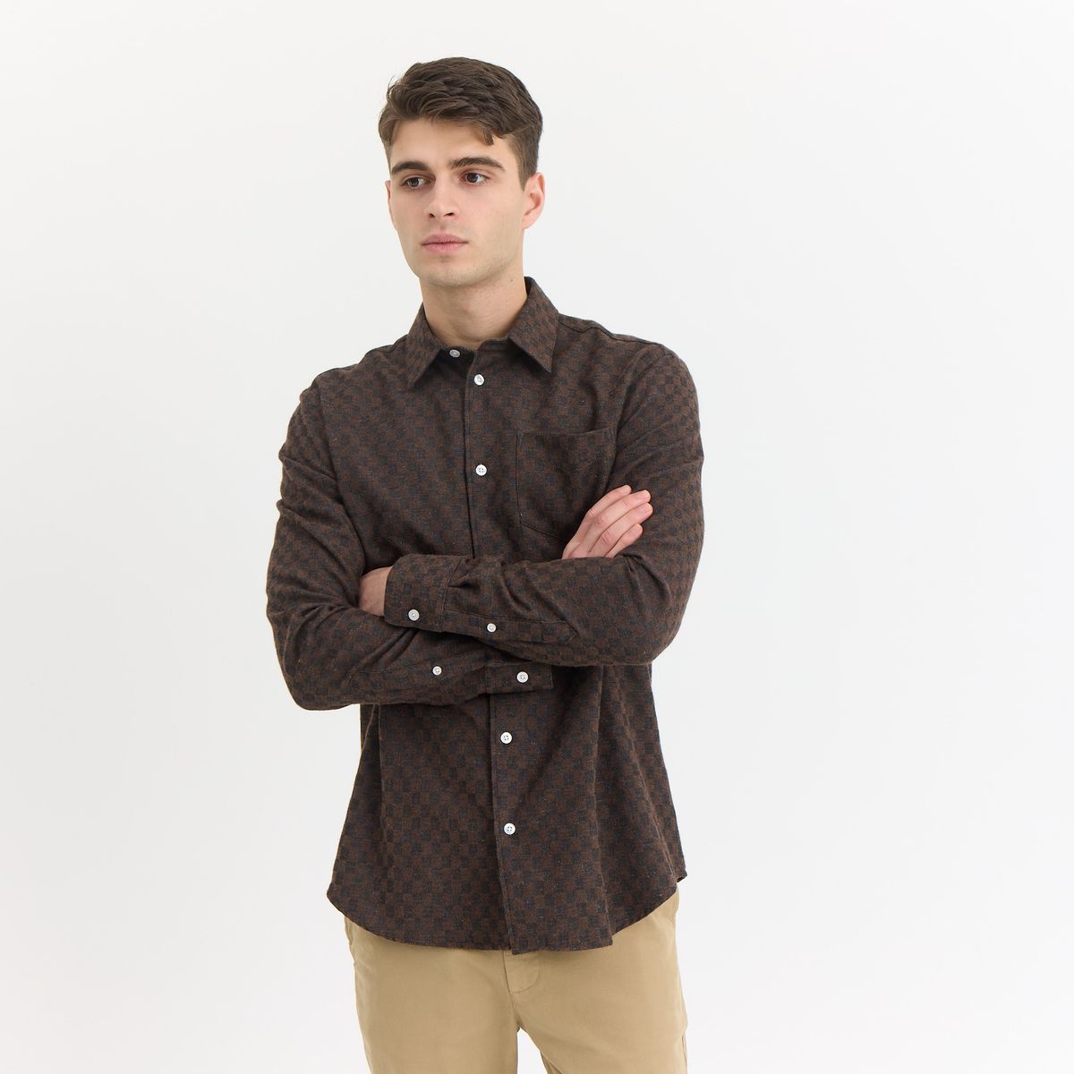 Bob Checked Shirt Premium - Ebony Brown / M