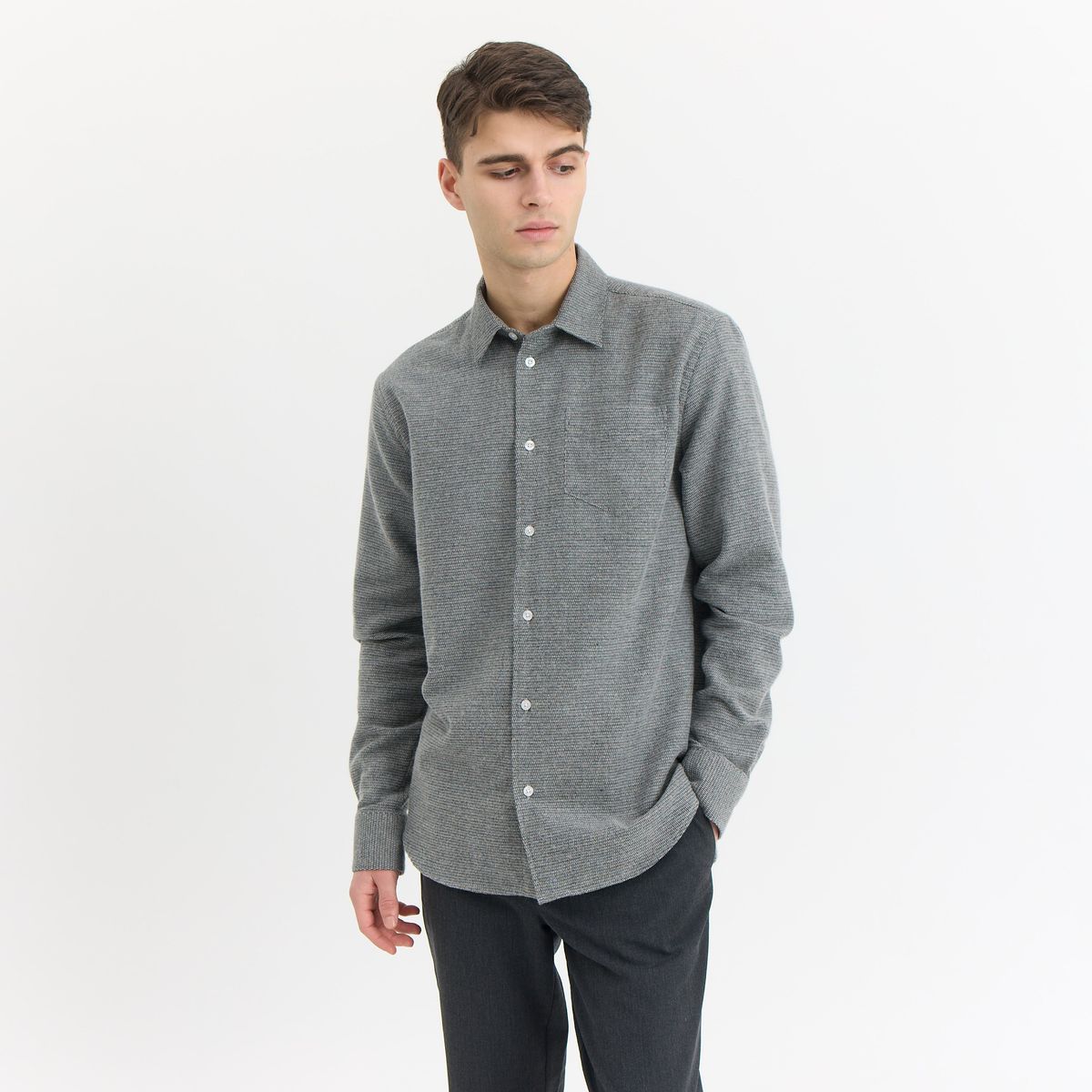 Bob Structured Shirt Premium - Grey Melange / S