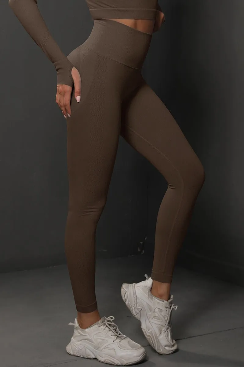 BodyCurve Scrunch Leggings Brown - Medium / Brown