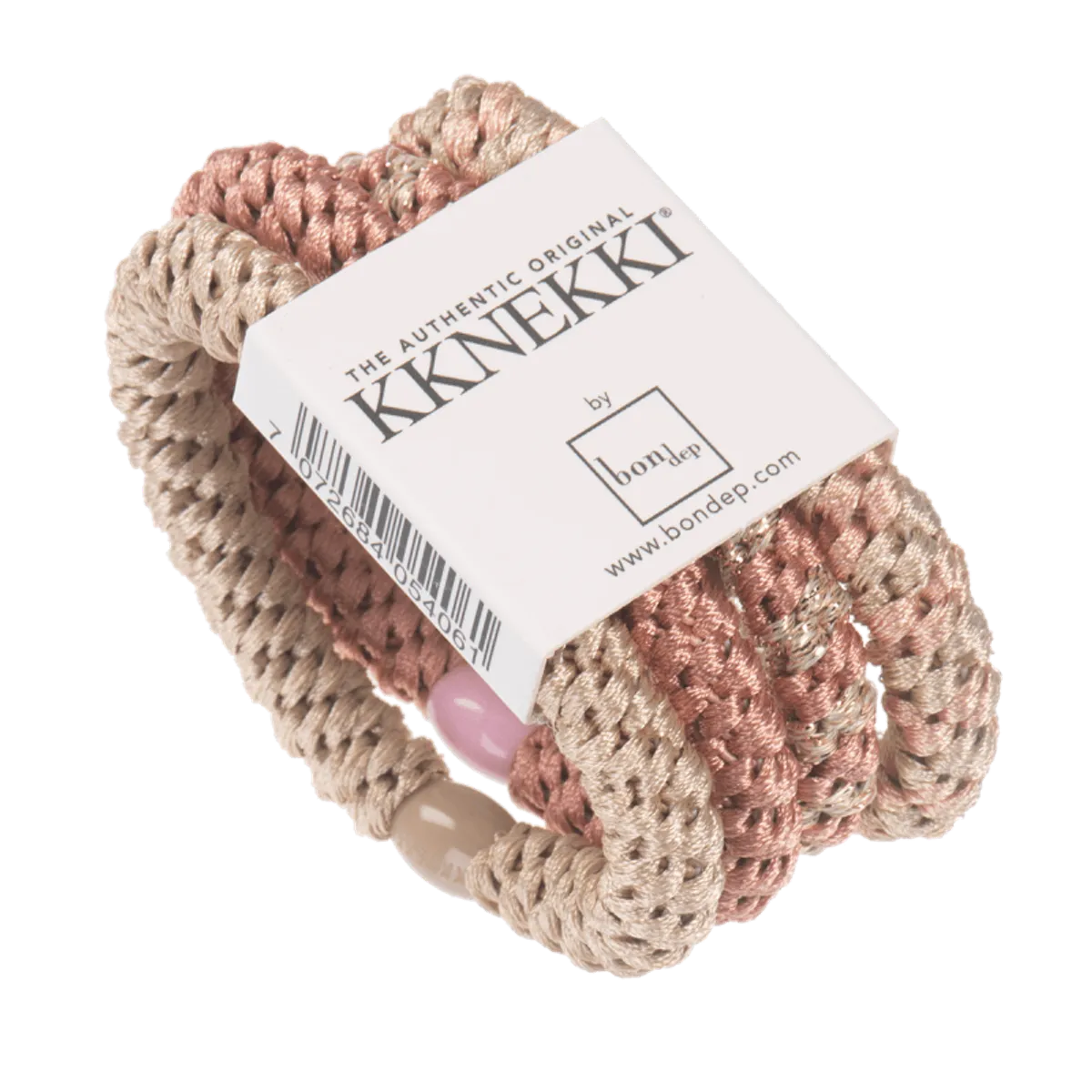 Bon Dep - Kknekki Elastikker - 4-pak Bundle 7 (Beige/Rose Glitter) - One size