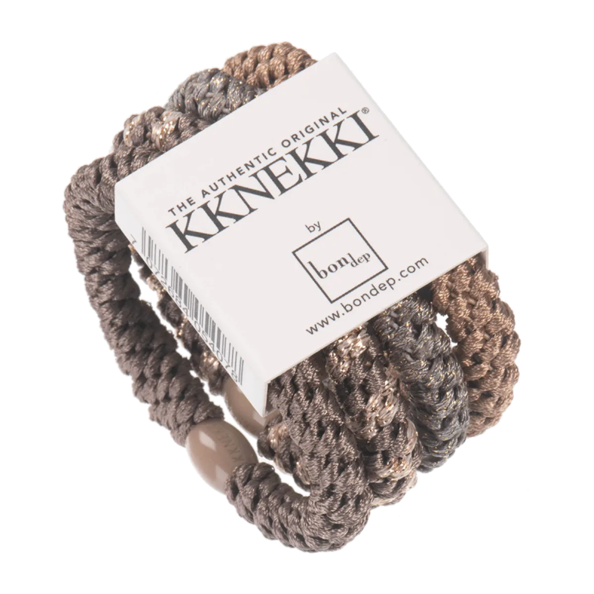 Bon Dep - Kknekki Elastikker - 4-pak Bundle 8 (Brown/Grey Glitter) - One size