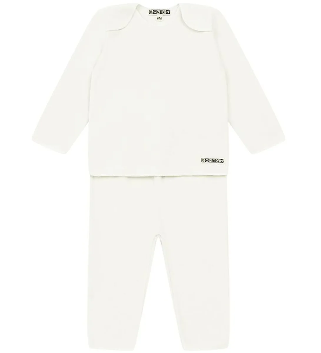 Bonton Sæt - Bluse/Bukser - Fleece - Creme