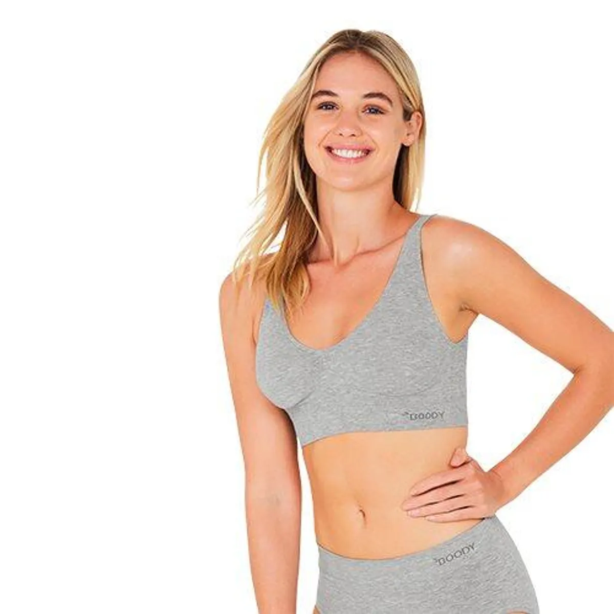 Boody Padded Shaper Crop Bra lysegrå str. M