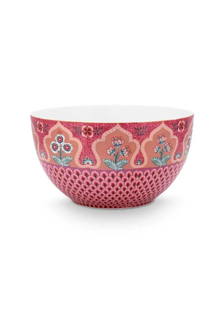 Bowl Flower Festival Scallop Deco Dark Pink 18cm