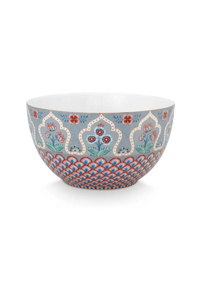 Bowl Flower Festival Scallop Deco Light Blue 18cm