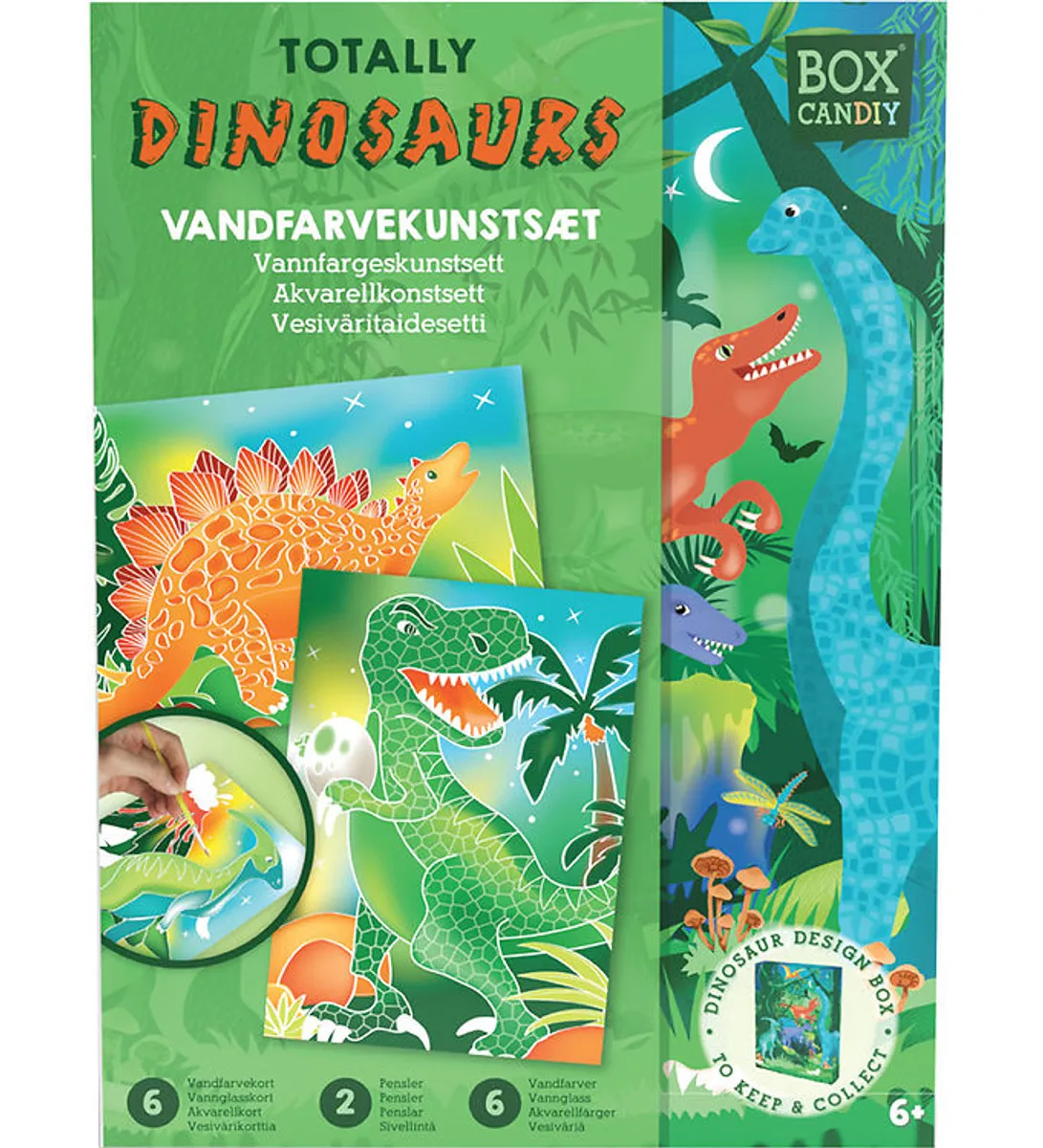 BOX CANDIY Kreasæt - Vandfarvekunstsæt - Totally Dinosaurs