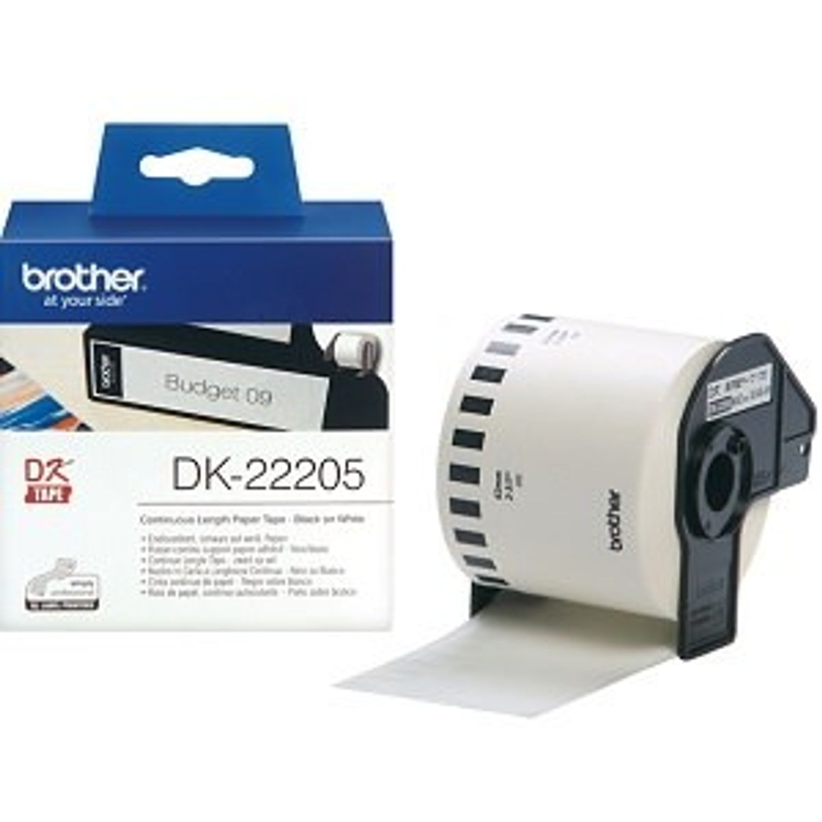 Brother DK-22205 DK-rulle / 62mm / Hvid papirtape