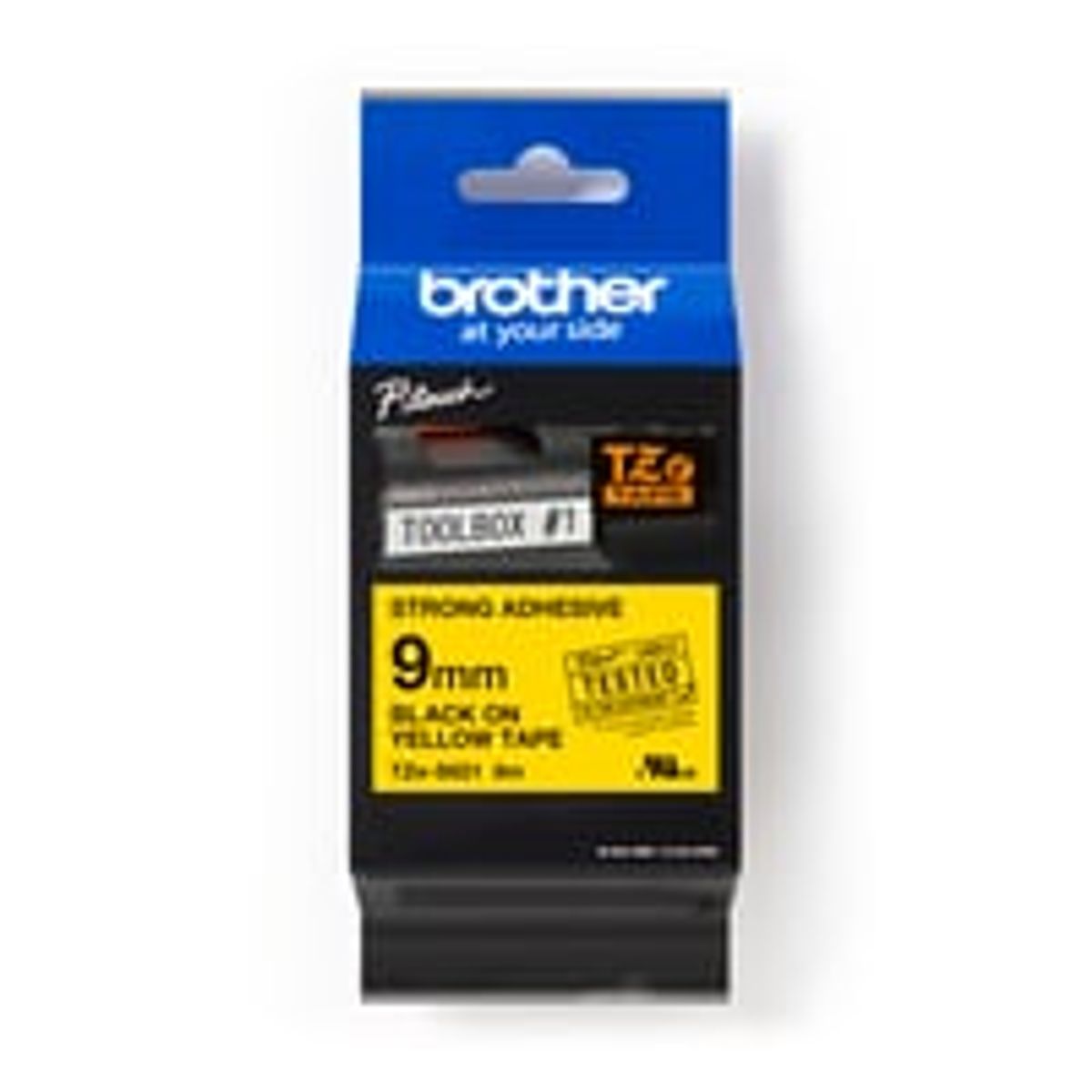 brother tape TZeS621, sort/gul, 9 mm x 8 m