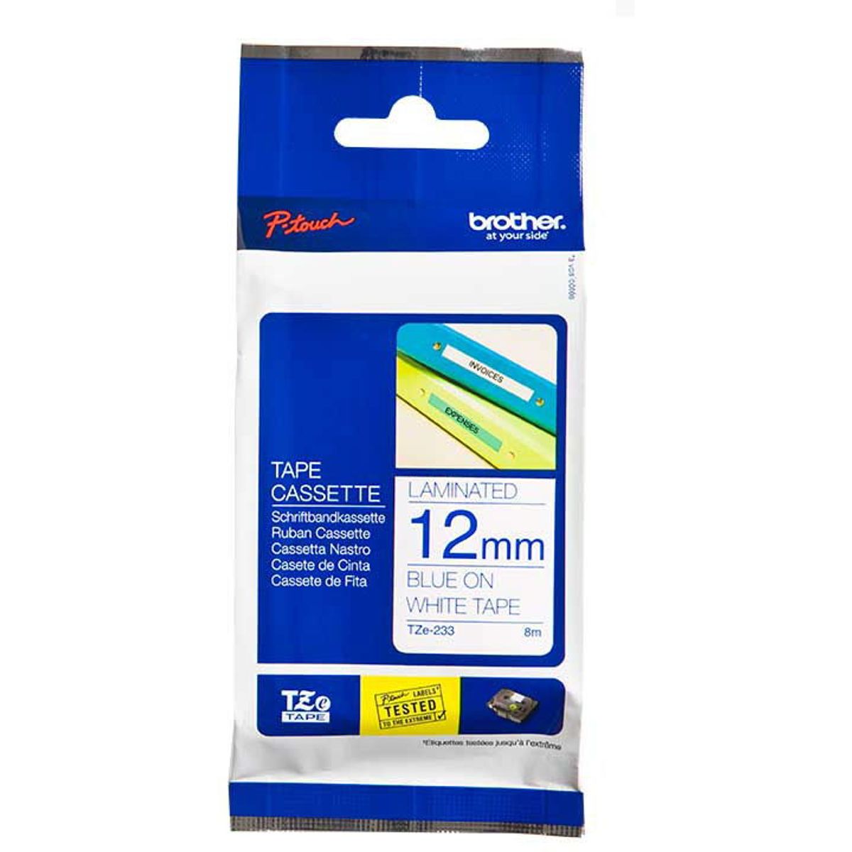 Brother TZe-tape TZE233 bla;hvid 12 mm x 8 m